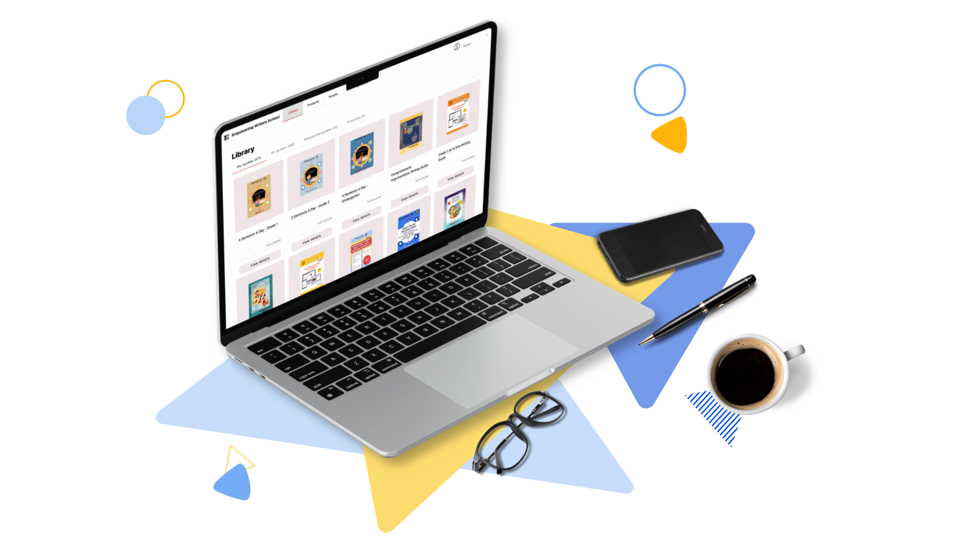 computer and coffee transparent background